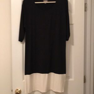 JJill black wearever dress with cream band